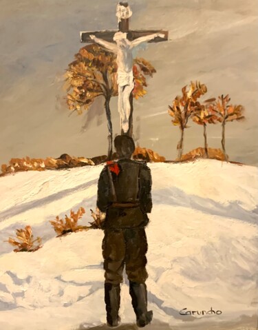 Peinture intitulée "Requeté ante la Cruz" par Mónica Caruncho Fontela, Œuvre d'art originale, Huile