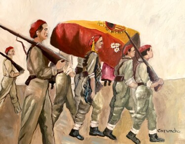 Pintura titulada "El entierro del req…" por Mónica Caruncho Fontela, Obra de arte original, Oleo