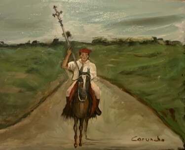 Painting titled "Cabalgante" by Mónica Caruncho Fontela, Original Artwork, Oil