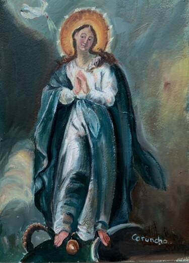 Schilderij getiteld "La Inmaculada Conce…" door Mónica Caruncho Fontela, Origineel Kunstwerk, Olie