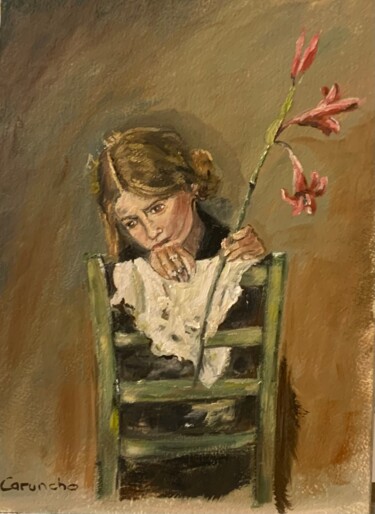 Painting titled "La flor" by Mónica Caruncho Fontela, Original Artwork, Oil