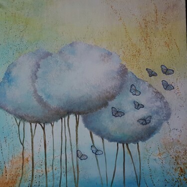 Painting titled "SPRING" by Monica Cattaneo, Original Artwork, Acrylic Mounted on Wood Stretcher frame