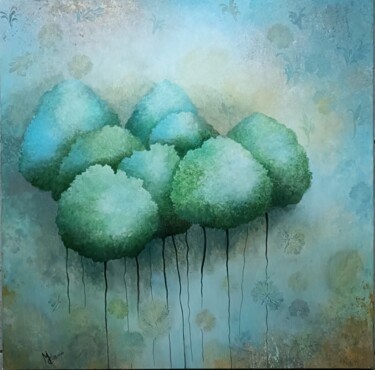 Картина под названием "Le chemin du bonheur" - Monica Cattaneo, Подлинное произведение искусства, Акрил Установлен на Деревя…