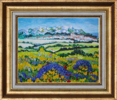 Painting titled "Village en Provence" by Monica Ciobanu, Original Artwork, Oil