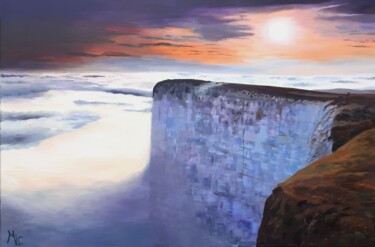 Pintura titulada "Sunset landscape, a…" por Monica Le Crom, Obra de arte original, Acrílico Montado en Bastidor de camilla d…