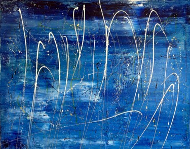 Pintura titulada "THE NIGHT THE OCEAN…" por Monica Maja Richardson, Obra de arte original, Acrílico Montado en Bastidor de c…