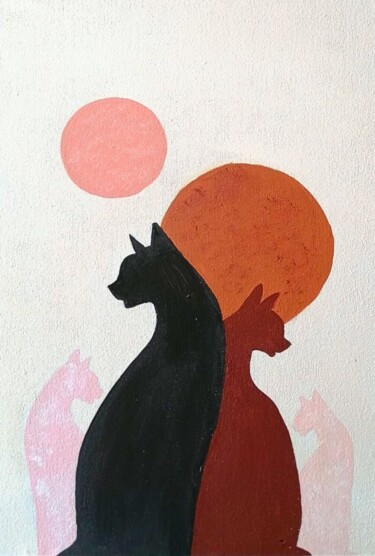 Peinture intitulée "Los gatos" par Mónica Tejero Green, Œuvre d'art originale, Acrylique Monté sur Châssis en bois
