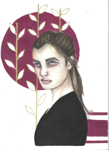 Painting titled "La mirada" by Mónica Tejero Green, Original Artwork, Watercolor