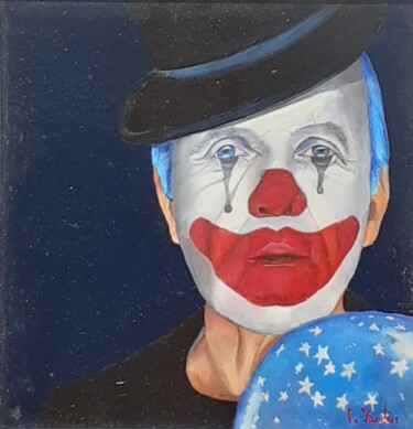 Painting titled "Il clown" by Monica Zambon, Original Artwork, Oil