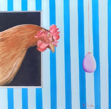 Peinture intitulée "L'uovo e la gallina" par Monica Zambon, Œuvre d'art originale, Huile
