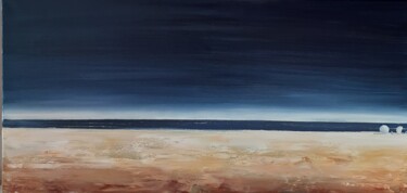 Painting titled "La spiaggia si vest…" by Monica Zambon, Original Artwork, Oil