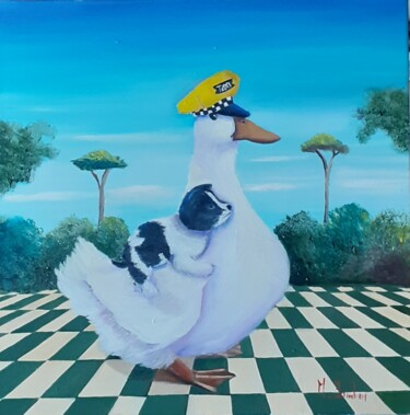 Pittura intitolato "Servizio taxi" da Monica Zambon, Opera d'arte originale, Olio