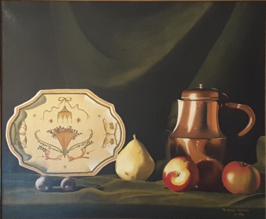 Peinture intitulée "Le pichet et le plat" par Monica Stagi-Decroix, Œuvre d'art originale, Huile
