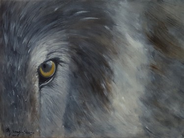 Peinture intitulée "Oeil de loup" par Monica Stagi-Decroix, Œuvre d'art originale, Huile