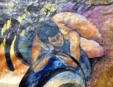 Peinture intitulée "Naïa rêveuse" par Monica Jacquin, Œuvre d'art originale, Huile