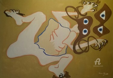Pintura titulada "MUJER LAGARTO" por Monica Linaza, Obra de arte original, Oleo