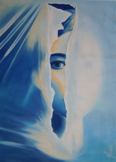 Painting titled "Torn Veil" by Mónica Silva, Original Artwork, Acrylic