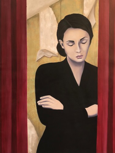 Painting titled "Waiting" by Mónica Silva, Original Artwork, Acrylic