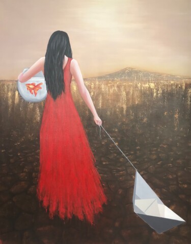 Картина под названием "A New Land in Sea N…" - Mónica Silva, Подлинное произведение искусства, Акрил Установлен на Деревянна…
