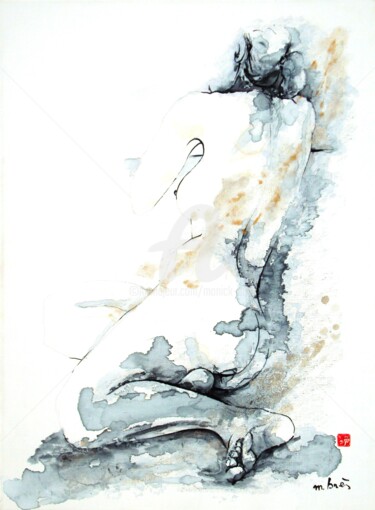 Peinture intitulée "SUBTILE 2" par Monick Bres, Œuvre d'art originale, Encre