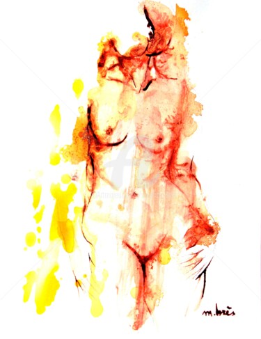Картина под названием "Distinction" - Monick Bres, Подлинное произведение искусства, Чернила