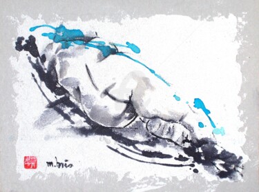 Desenho intitulada "Bord de mer." por Monick Bres, Obras de arte originais, Tinta