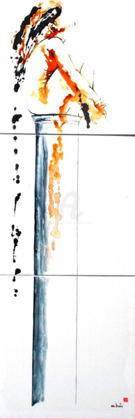 Картина под названием "STYLITE ou ELEVATION" - Monick Bres, Подлинное произведение искусства, Чернила