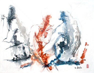 Painting titled "PERPLEXE (S ? )" by Monick Bres, Original Artwork, Ink