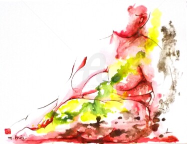 Картина под названием "POSEE" - Monick Bres, Подлинное произведение искусства, Чернила