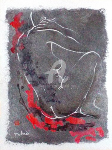 Картина под названием "BLACK" - Monick Bres, Подлинное произведение искусства, Чернила