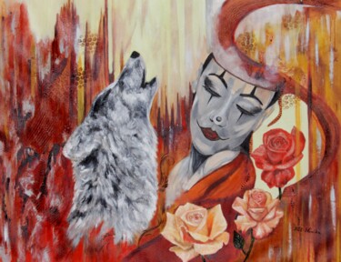 Картина под названием "Behind a Mask" - Mónika Katalin Pál, Подлинное произведение искусства, Масло
