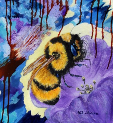 Ζωγραφική με τίτλο "Bumblebee" από Mónika Katalin Pál, Αυθεντικά έργα τέχνης, Λάδι