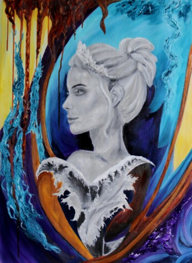 Картина под названием "Queen of Infinite T…" - Mónika Katalin Pál, Подлинное произведение искусства, Масло