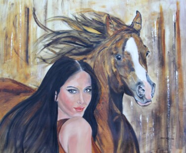 Pintura titulada "Rider's Soul" por Mónika Katalin Pál, Obra de arte original, Oleo