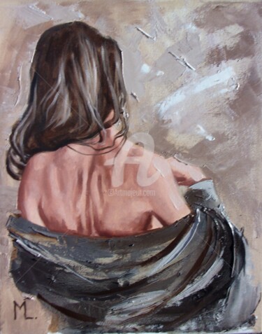 Painting titled "" JANUARY ... " win…" by Monika Luniak, Original Artwork, Oil Mounted on Wood Stretcher frame