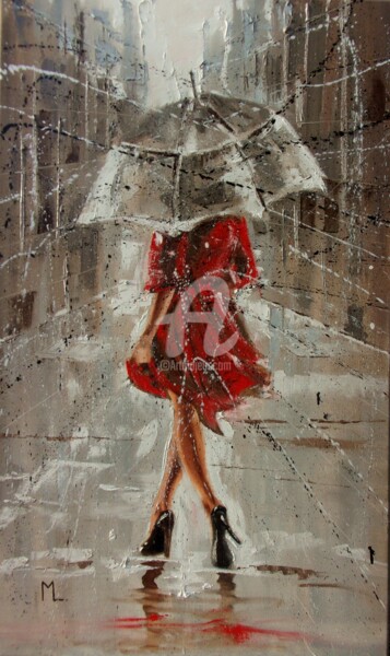 Painting titled "" AUTUMN WALK " str…" by Monika Luniak, Original Artwork, Oil