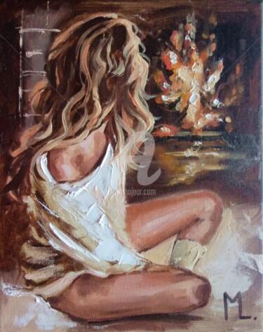 Painting titled "" LOOKING INTO THE…" by Monika Luniak, Original Artwork, Oil Mounted on Wood Stretcher frame