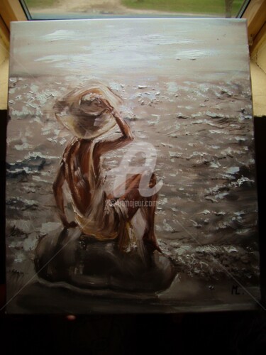 Painting titled "SOMEWHERE oil on ca…" by Monika Luniak, Original Artwork, Oil