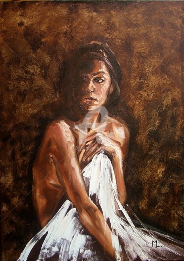 Painting titled "IN THE SHADOW oil o…" by Monika Luniak, Original Artwork, Oil