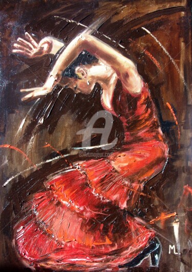 Pintura titulada "FLAMENCO DANCER" por Monika Luniak, Obra de arte original, Oleo