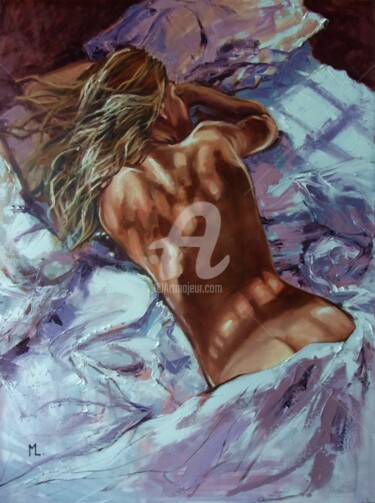 Painting titled "AFTERNOON DREAMER" by Monika Luniak, Original Artwork, Oil