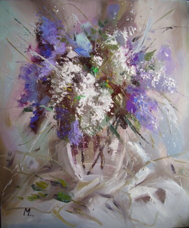 Pintura intitulada "FLOWERS IN VASE" por Monika Luniak, Obras de arte originais, Óleo