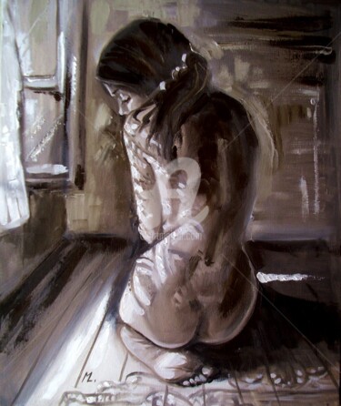 Painting titled "SHADOWS" by Monika Luniak, Original Artwork, Oil
