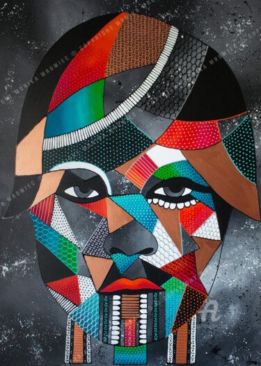 Картина под названием "Woman's abstract po…" - Monika Mrowiec, Подлинное произведение искусства, Акрил Установлен на Деревян…