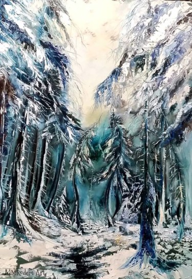 Painting titled "Winter memory" by Mónika Nikodém, Original Artwork, Oil