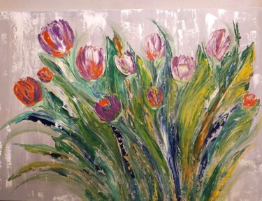 Peinture intitulée "Tulipani" par Monika Popinigis, Œuvre d'art originale, Acrylique