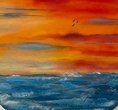 Pittura intitolato "Mare e cielo" da Monika Popinigis, Opera d'arte originale, Acrilico