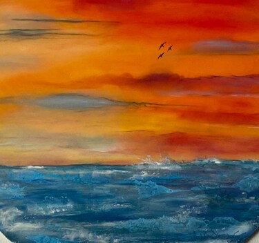 Peinture intitulée "Mare e cielo" par Monika Popinigis, Œuvre d'art originale, Acrylique