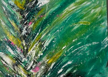 Pittura intitolato "Spaccato verde" da Monika Popinigis, Opera d'arte originale, Acrilico