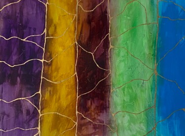Pittura intitolato "Strisce multicolore" da Monika Popinigis, Opera d'arte originale, Acrilico